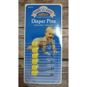 NOS Vintage 1991 Regent Baby King YELLOW Diaper Pins  6 Total NEW Sealed A16